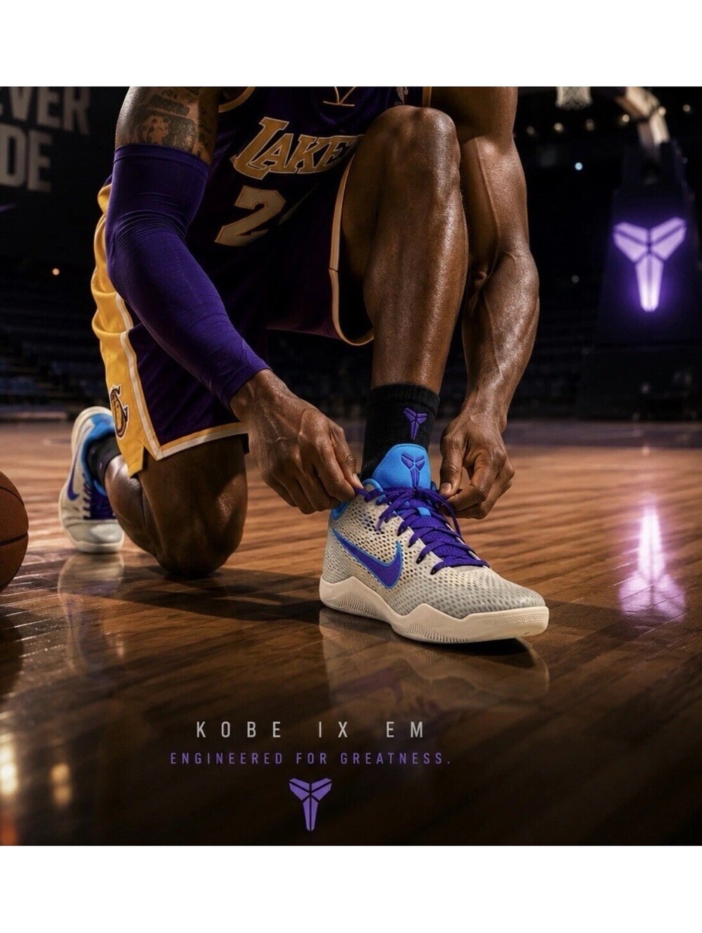 Nike Kobe 11 low Draft Day White Purple Blue Mens size 10.5 Authentic